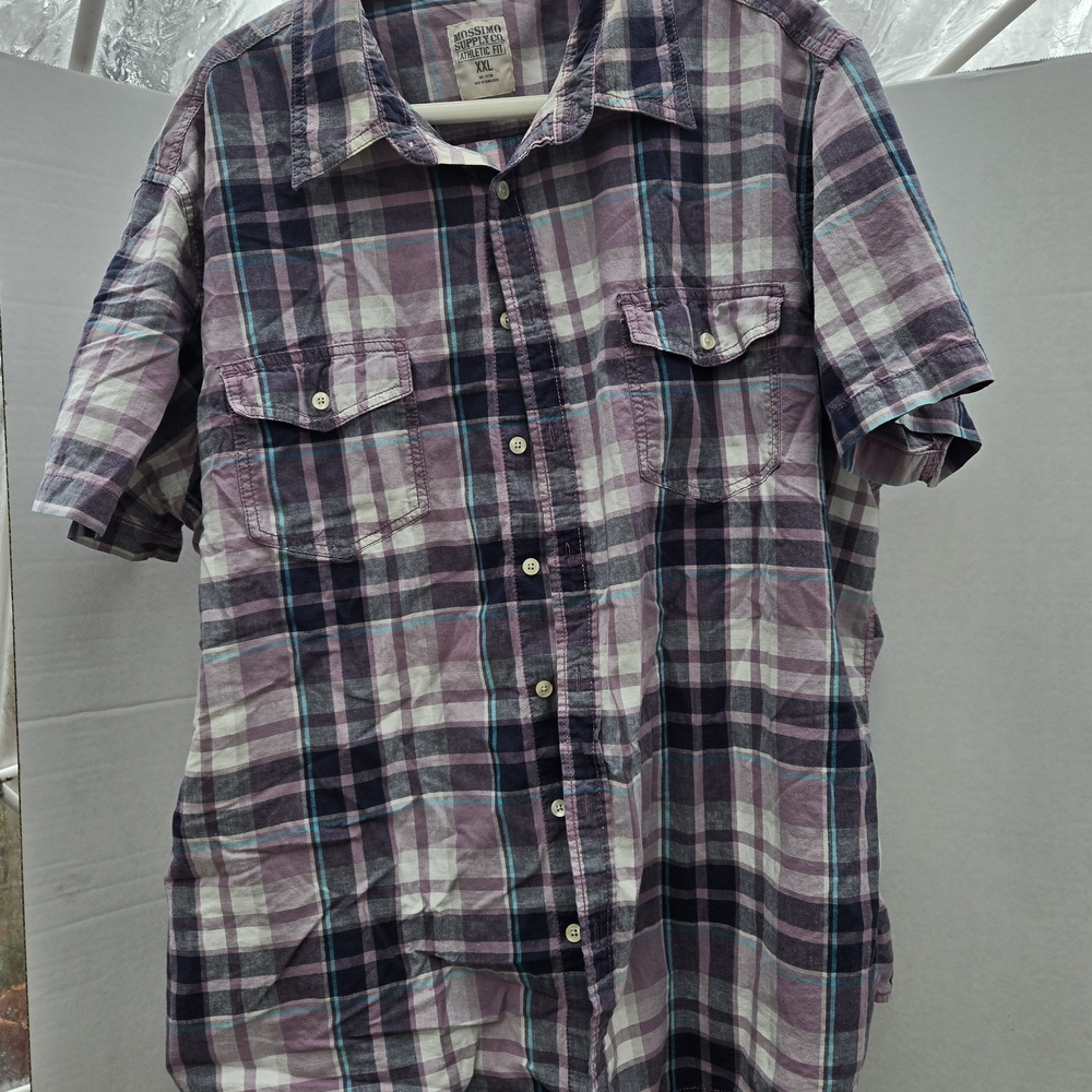 Mossimo Supply Co. Purple Plaid Short-Sleeve Button-Up Shirt - Picture 4 of 8